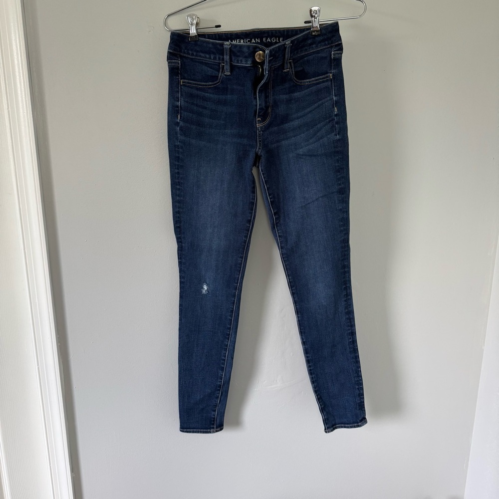 American Eagle Outfitters Women's Dark Blue Skinny Jeans 2